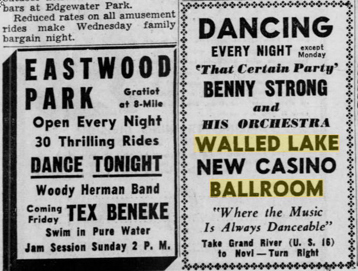 Walled Lake Dance Pavillions - 15 JUN 1949 ADS